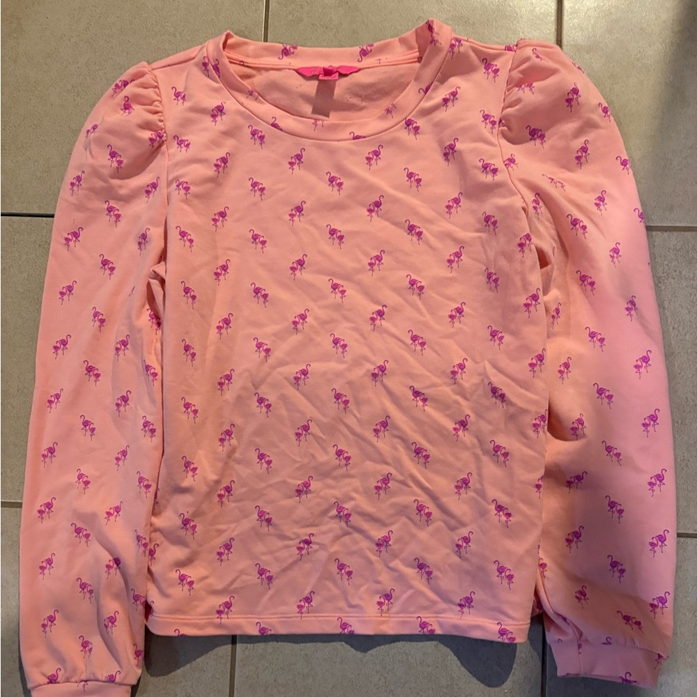 Lilly Pulitzer Pink Sweatshirt with Flamingo Patterned Design